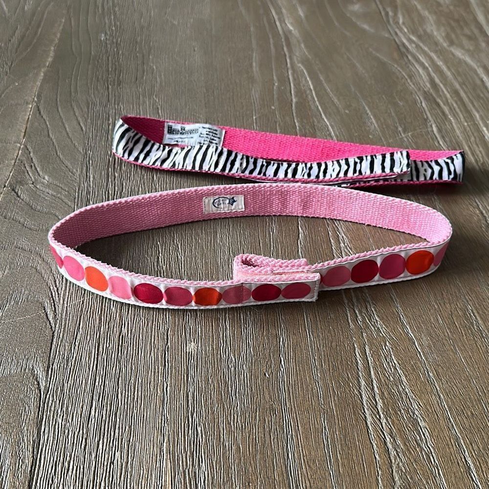 Myself belts girls 25” - zebra pink polka dots- hero huggers - easy - fabric rib
